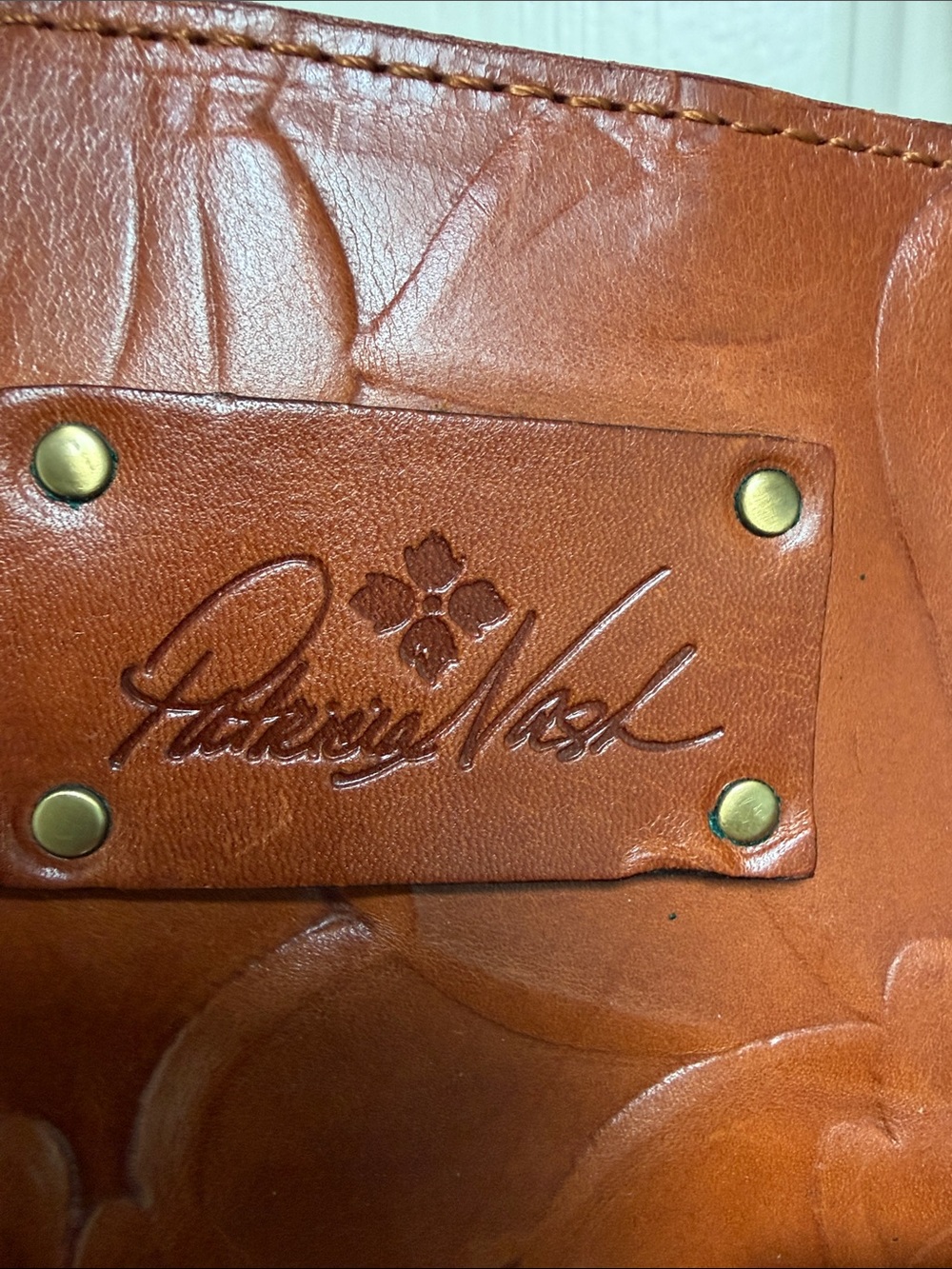 NWT Patricia Nash tote Toscana gold cognac tooled leather western classic tooled - Picture 7 of 15